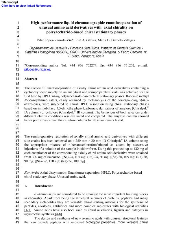 High-performance liquid chromatographic enantioseparation of unusual amino acid derivatives with axial chirality on polysaccharide-based chiral stationary phases