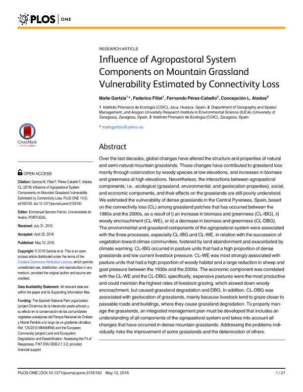 Influence of agropastoral system components on mountain grassland vulnerability estimated by connectivity loss