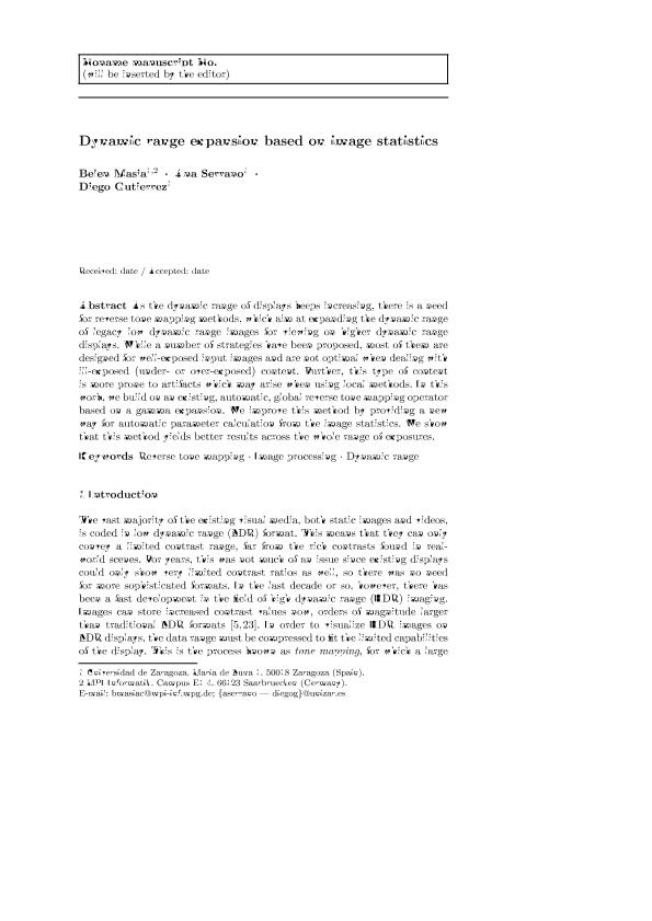 Dynamic range expansion based on image statistics