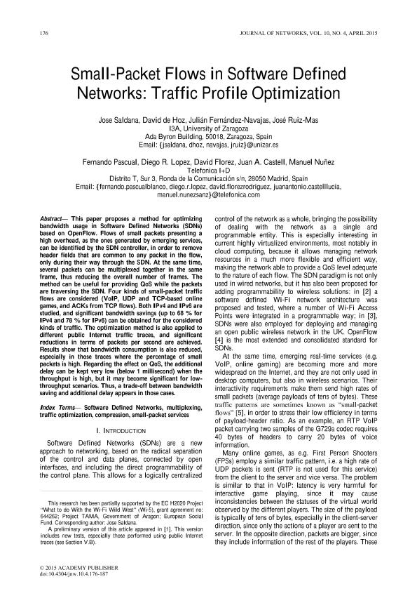 Small-Packet Flows in Software Defined Networks: Traffic Profile Optimization