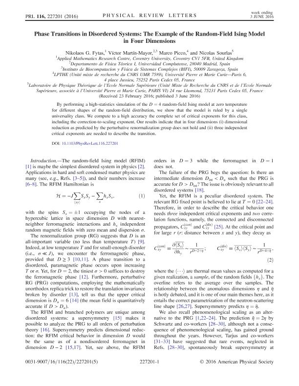 Phase Transitions in Disordered Systems: The Example of the Random-Field Ising Model in Four Dimensions