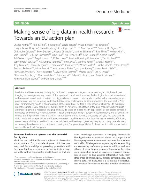 Making sense of big data in health research: Towards an EU action plan
