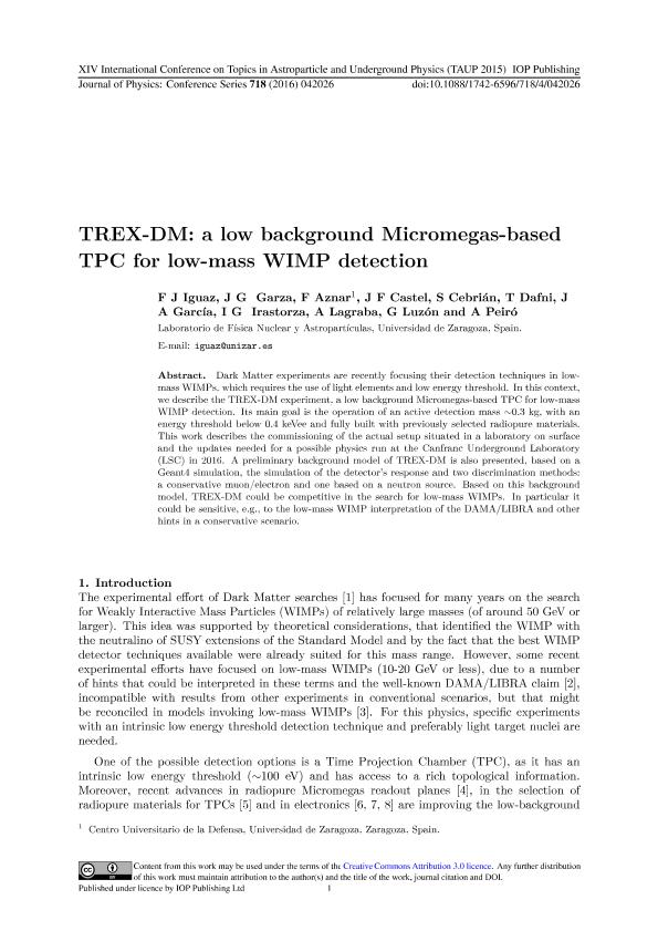 TREX-DM: a low background Micromegas-based TPC for low-mass WIMP detection