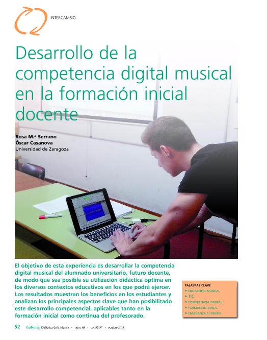 Desarrollo de la competencia digital musical en la formación inicial docente