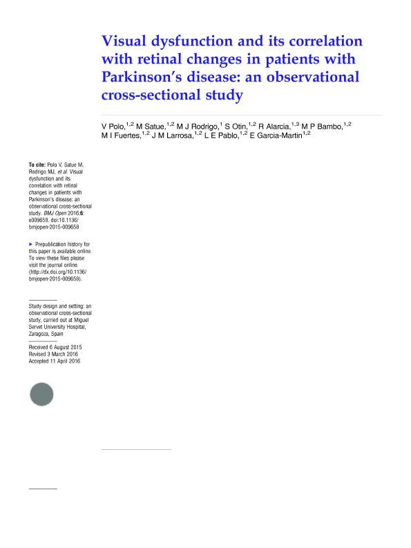 Visual dysfunction and its correlation with retinal changes in patients with Parkinson’ s disease: an observational cross-sectional study