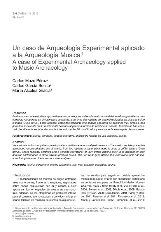 Un caso de Arqueología Experimental aplicado a la Arqueología Musical