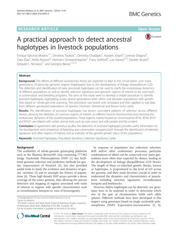 A practical approach to detect ancestral haplotypes in livestock populations