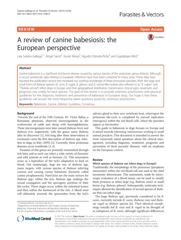 A review of canine babesiosis: The European perspective