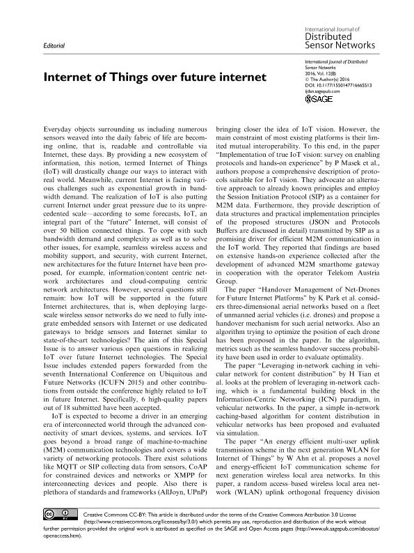 Internet of Things over future internet