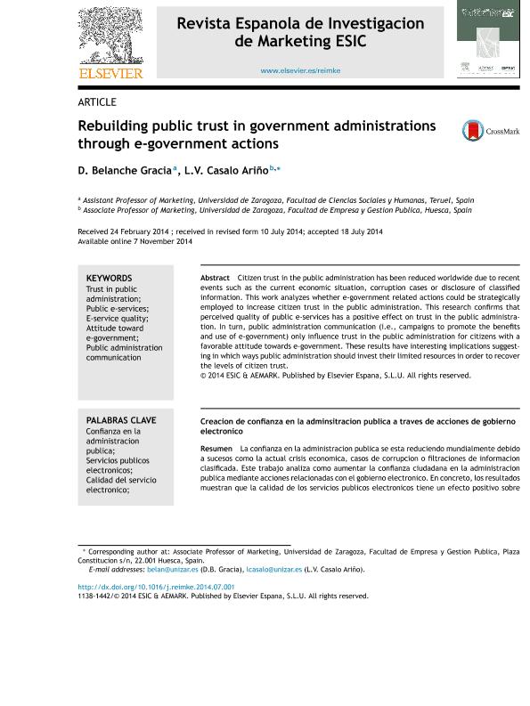 Rebuilding public trust in government administrations through e-government actions