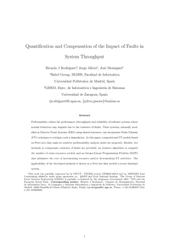 Quantification and compensation of the impact of faults in system throughput