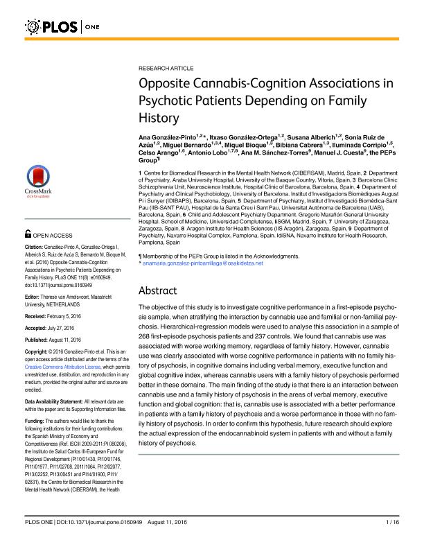 Opposite cannabis-cognition associations in psychotic patients depending on family history