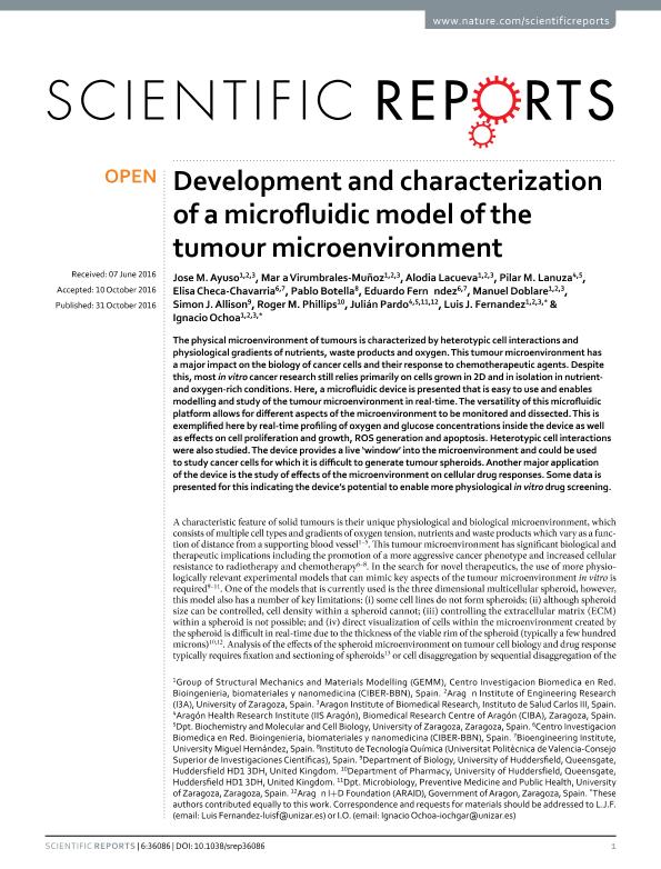 Development and characterization of a microfluidic model of the tumour microenvironment