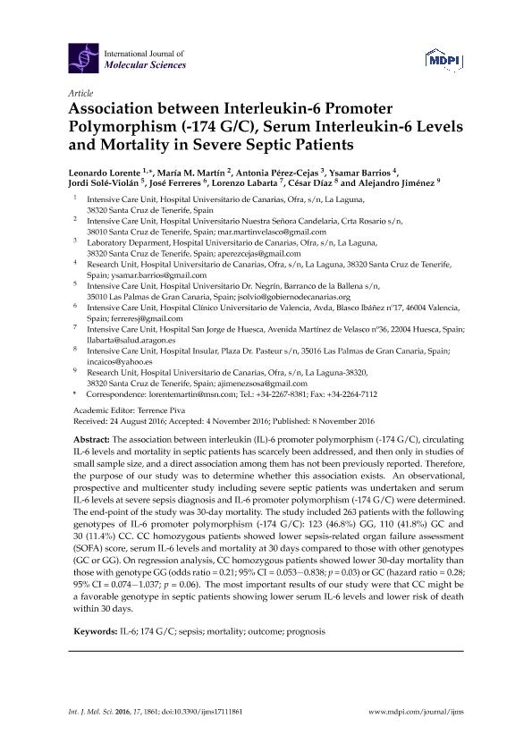 Association between interleukin-6 promoter polymorphism (-174 G/C), serum interleukin-6 levels and mortality in severe septic patients