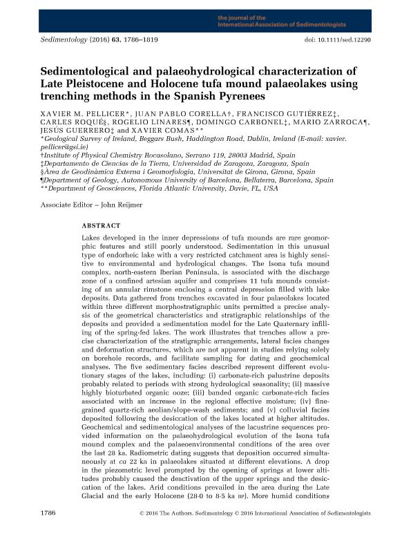 Sedimentological and palaeohydrological characterization of Late Pleistocene and Holocene tufa mound palaeolakes using trenching methods in the Spanish Pyrenees