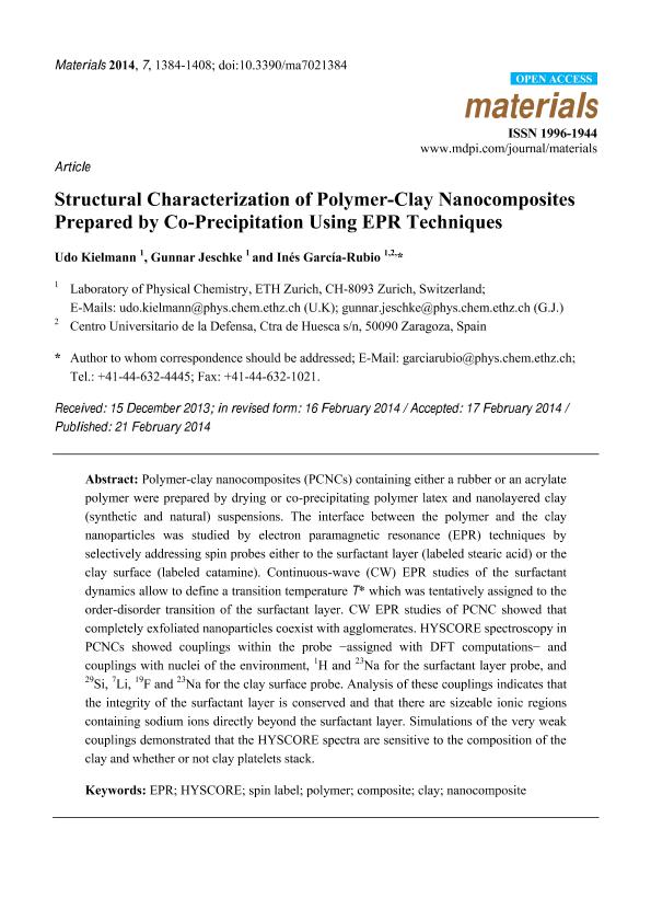 Structural characterization of polymer-clay nanocomposites prepared by co-precipitation using EPR techniques