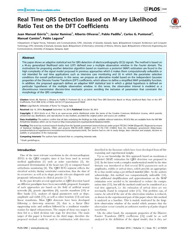 Real Time QRS Detection based on M-ary Likelihood Ratio Test on the DFT coefficients