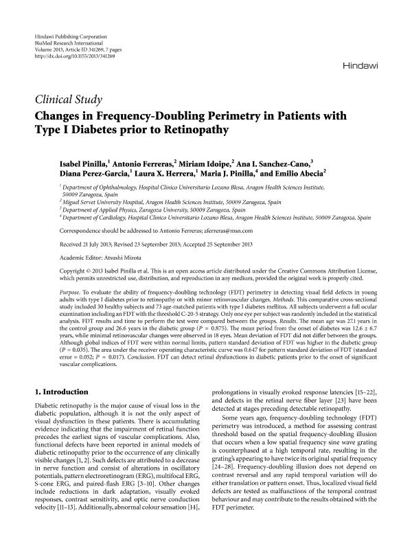 Changes in frequency-doubling perimetry in patients with type i diabetes prior to retinopathy