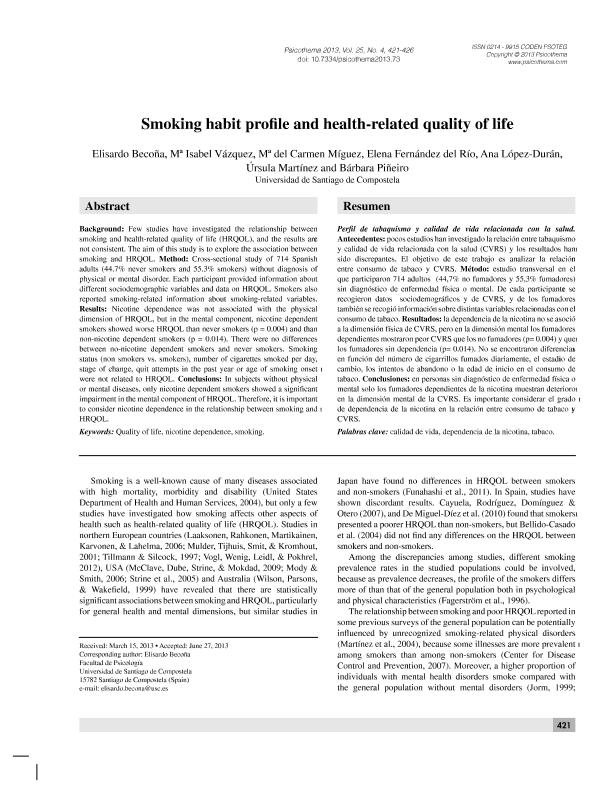 Smoking habit profile and health-related quality of life