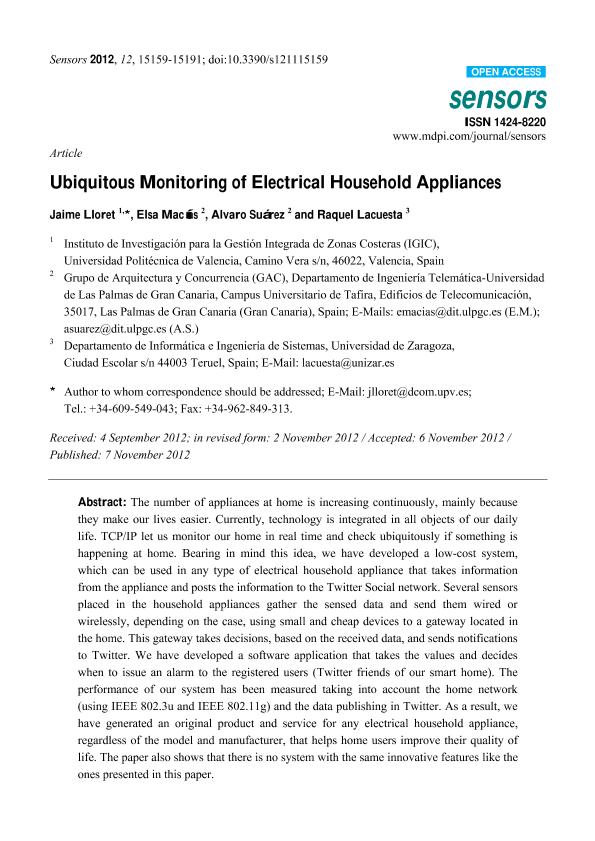 Ubiquitous monitoring of electrical household appliances