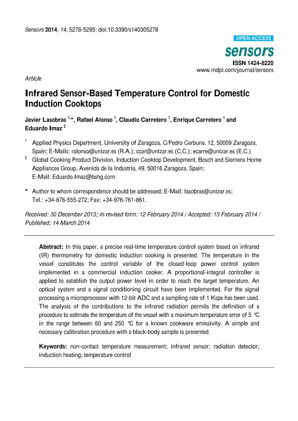 Infrared sensor-based temperature control for domestic induction cooktops