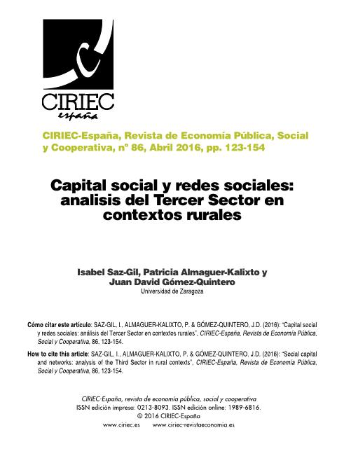 Capital social y redes sociales: análisis del Tercer Sector en contextos rurales
