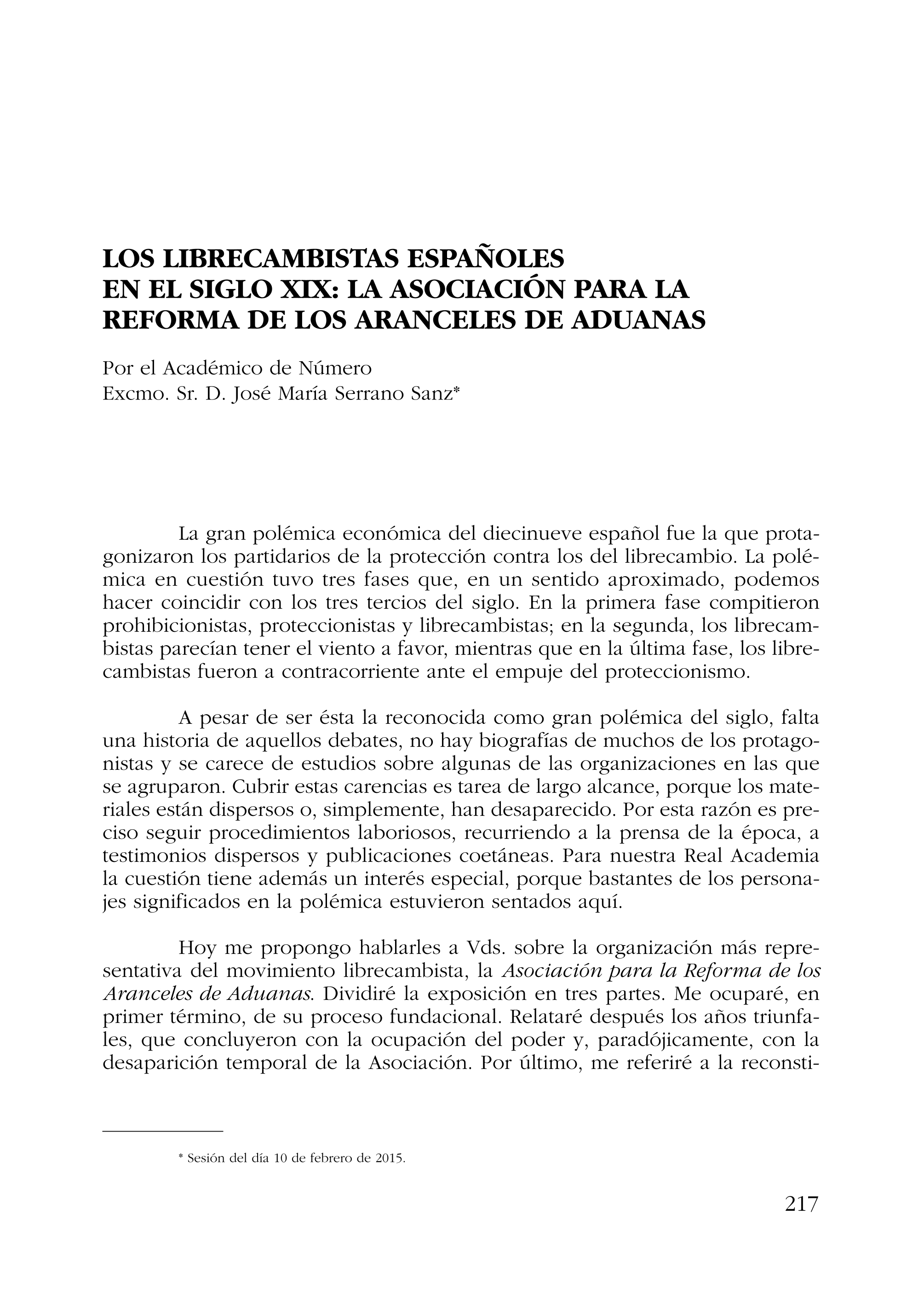 Los librecambistas españoles en el siglo XIX