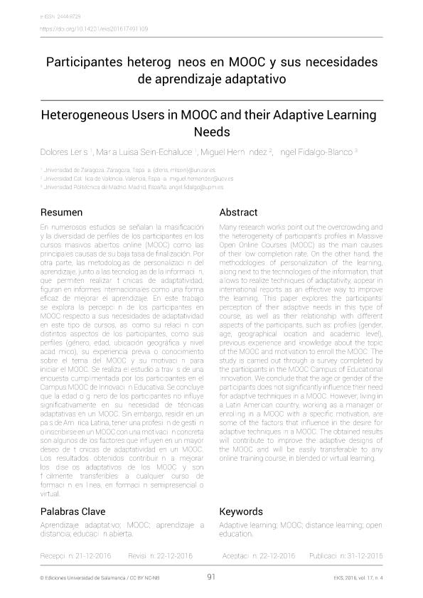 Participantes heterogéneos en MOOCs y sus necesidades de aprendizaje adaptativo