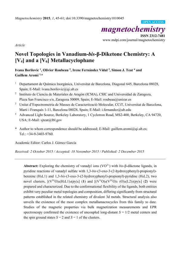 Novel Topologies in Vanadium-bis-ß-Diketone Chemistry: A [V4] and a [V6] Metallacyclophane