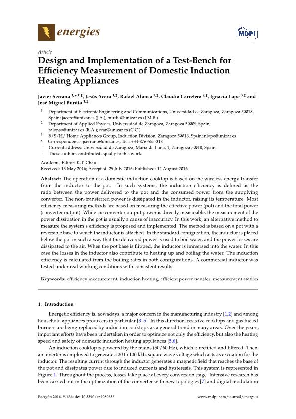 Design and Implementation of a Test-Bench for Efficiency Measurement of Domestic Induction Heating Appliances