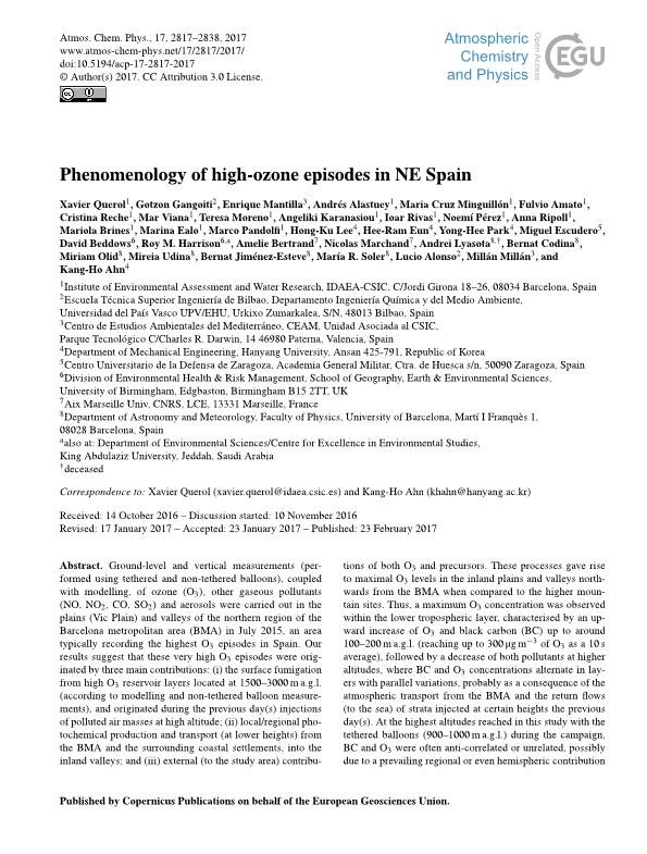 Phenomenology of high-ozone episodes in NE Spain