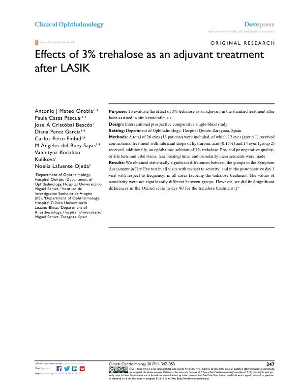 Effects of 3% trehalose as an adjuvant treatment after lasik