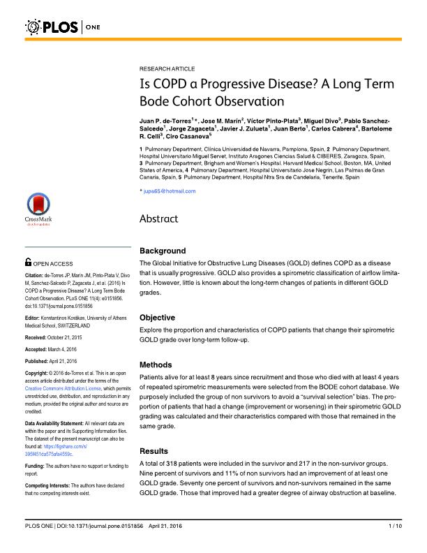 Is COPD a progressive disease? A long term BODE cohort observation