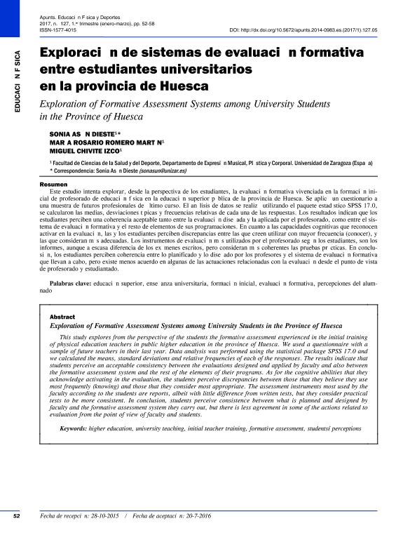 Exploración de evaluación formativa entre estudiantes universitarios en la provincia de Huesca
