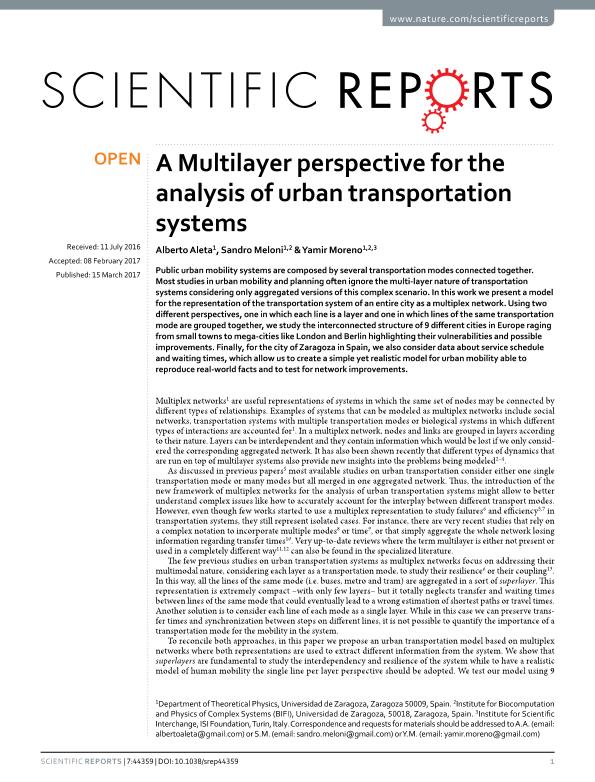 A multilayer perspective for the analysis of urban transportation systems
