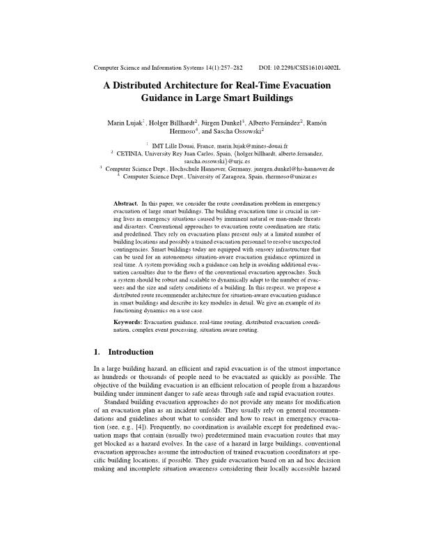 A distributed architecture for real-time evacuation guidance in large smart buildings