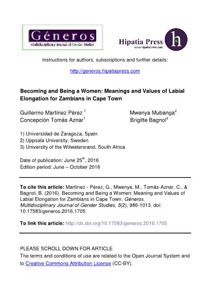 Becoming and being a woman: Meanings and values of labial elongation for zambians in cape town