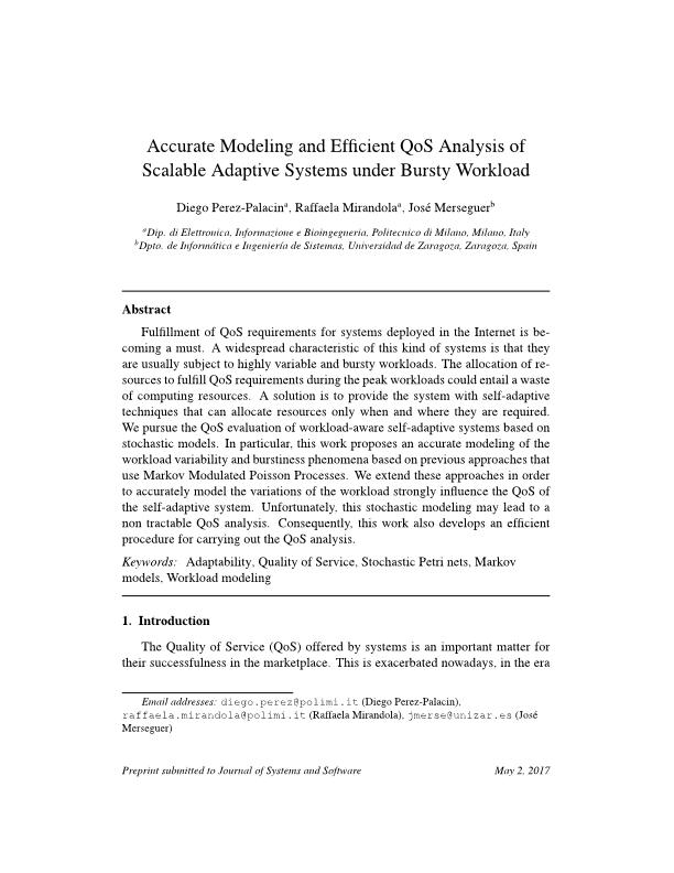 Accurate Modeling and Efficient QoS Analysis of Scalable Adaptive Systems under Bursty Workload