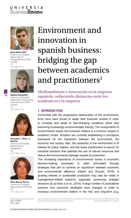 Environment and innovation in spanish business: bridging the gap between academics and practitioners