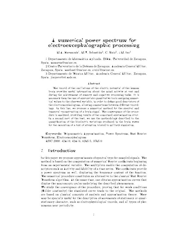 A numerical power spectrum for electroencephalographic processing