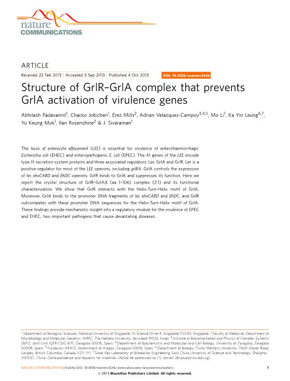 Structure of GrlR-GrlA complex that prevents GrlA activation of virulence genes