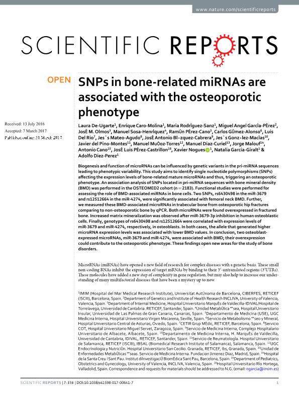 SNPs in bone-related miRNAs are associated with the osteoporotic phenotype