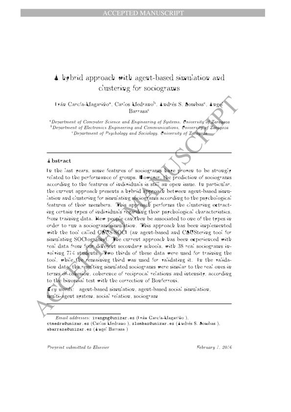 A hybrid approach with agent-based simulation and clustering for sociograms