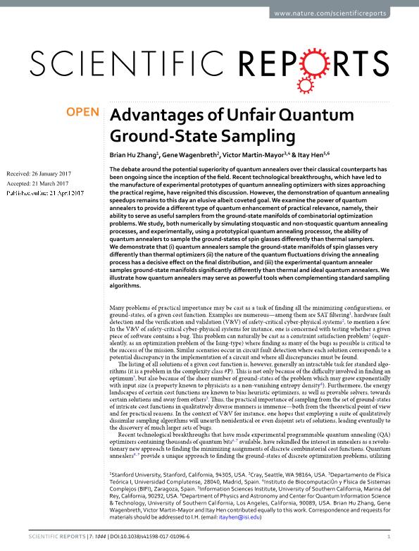 Advantages of Unfair Quantum Ground-State Sampling