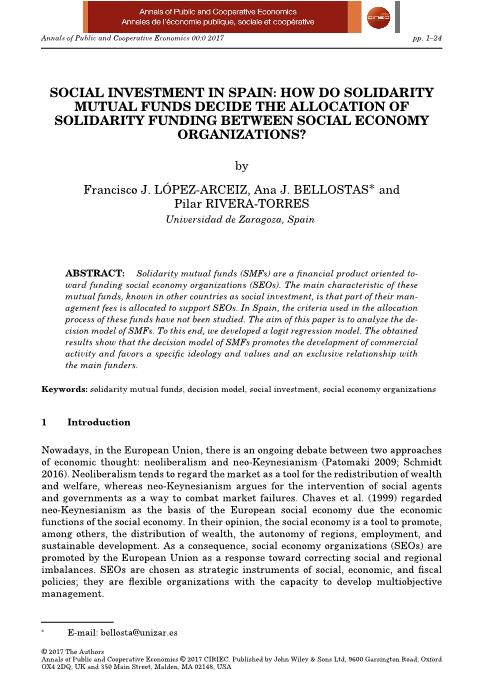 Social investment in Spain: How do solidarity mutual funds decide the allocation of solidarity funding between social economy organizations?