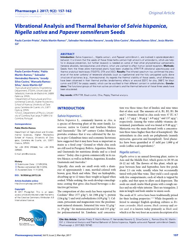 Vibrational analysis and thermal behavior of salvia hispanica, nigella sativa and papaver somniferum seeds