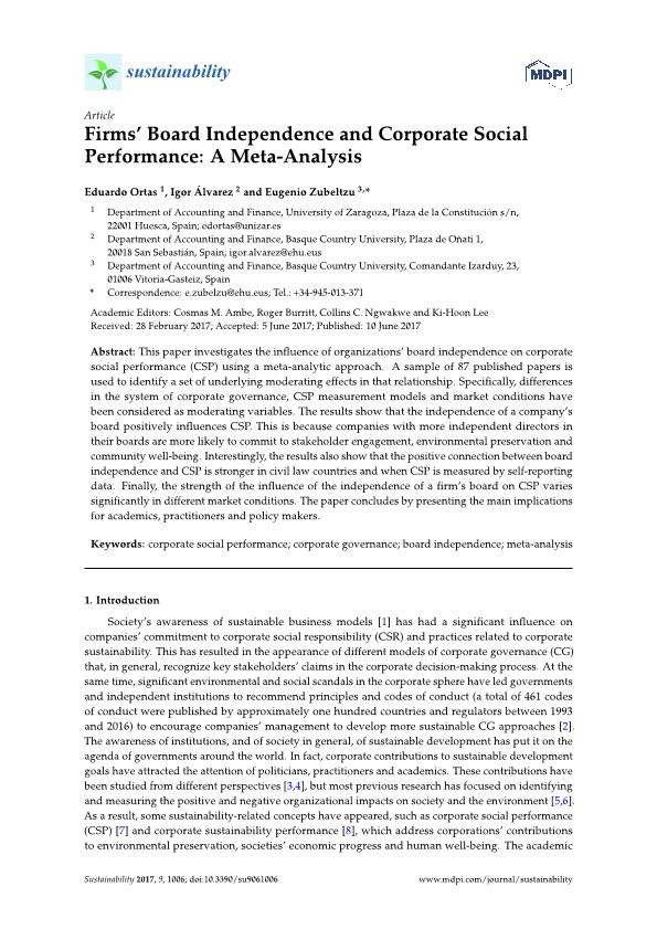 Firms' board independence and corporate social performance: A meta-analysis