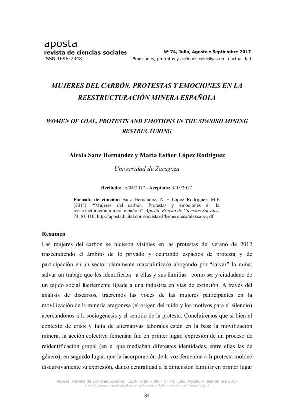 Mujeres del carbón. Protestas y emociones en la reestructuración minera española.