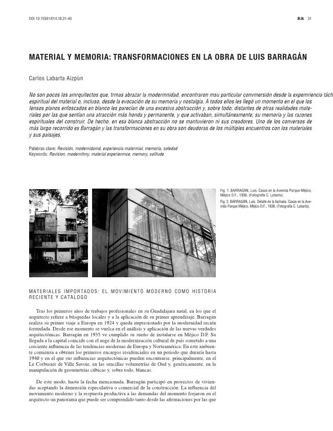 Material y memoria: transformaciones en la obra de Luis Barragán