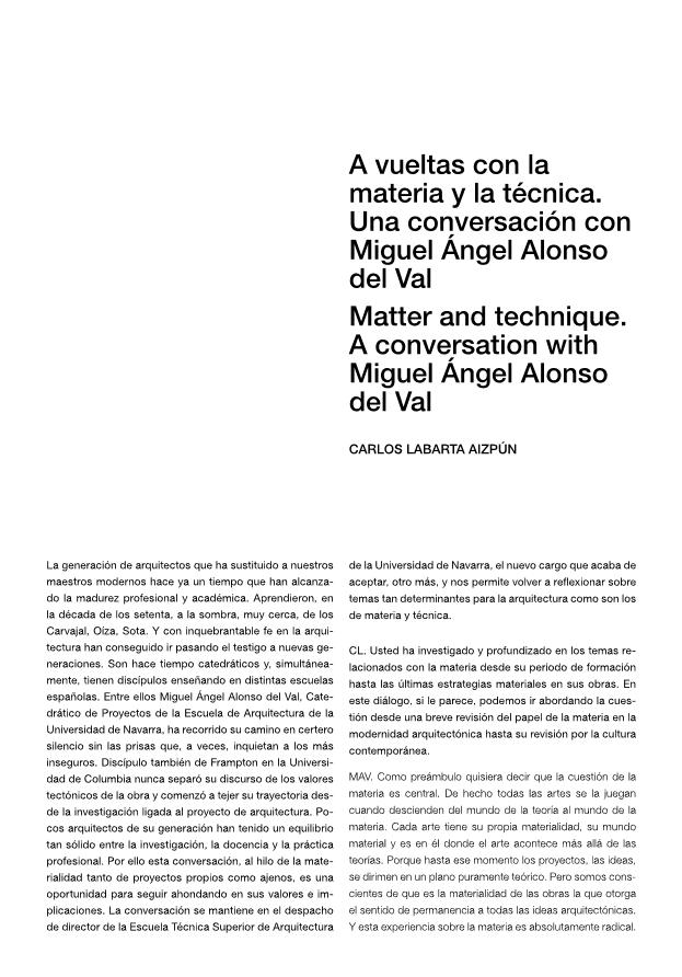 Matter and technique. A conversation with Miguel Ángel Alonso del Val